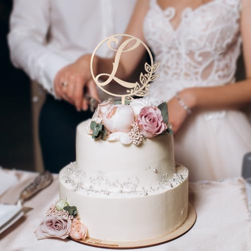 LINGTEER Wooden Initial Letter L Cake Topper – 5.5" x 6.5" Rustic for Birthday Wedding Anniversary