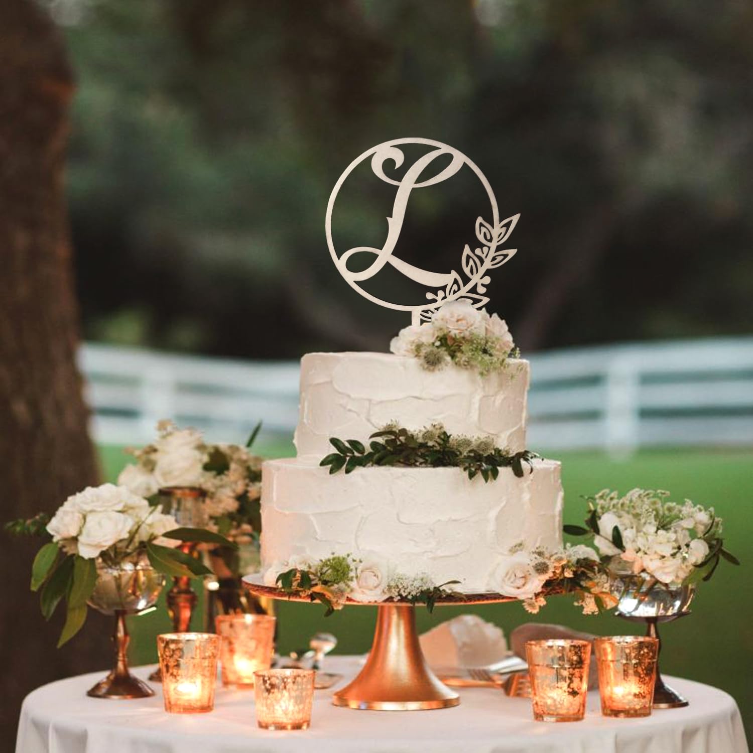 LINGTEER Wooden Initial Letter L Cake Topper – 5.5" x 6.5" Rustic for Birthday Wedding Anniversary