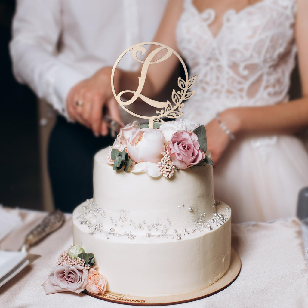 LINGTEER Wooden Initial Letter L Cake Topper – 5.5" x 6.5" Rustic for Birthday Wedding Anniversary