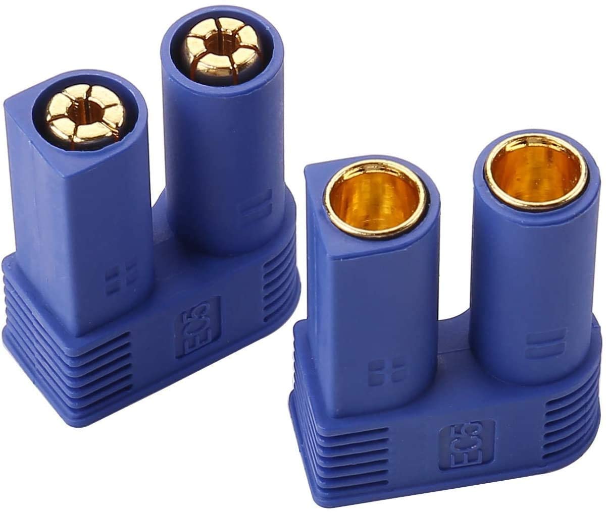 LINSYRC 10-Pack EC5 Battery Connector Adapters - Gold-Plated 5mm Banana Plug Bullet Male/Female for RC ESC LiPo Batteries