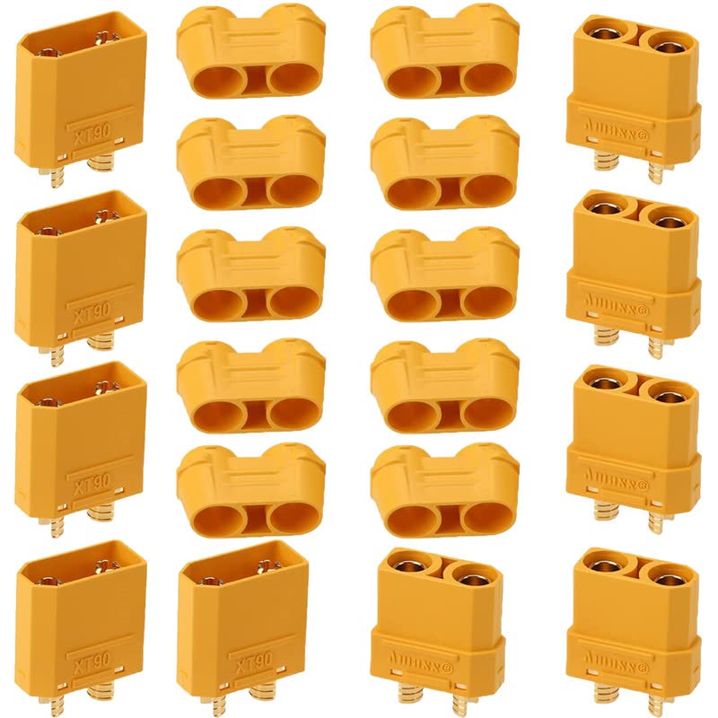 LINSYRC 5 Pairs Amass XT-90 XT90H Male and Female Connector Adapters with Plastic Housing for RC LiPo Batteries