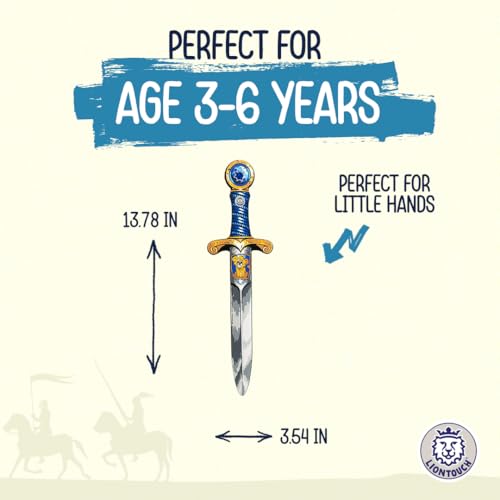 Liontouch Mini Lion Foam Sword – Blue Foam Dagger for Toddler Boys Ages 3-6, 13.8 Inches, Safe Pretend Play Knight Accessory