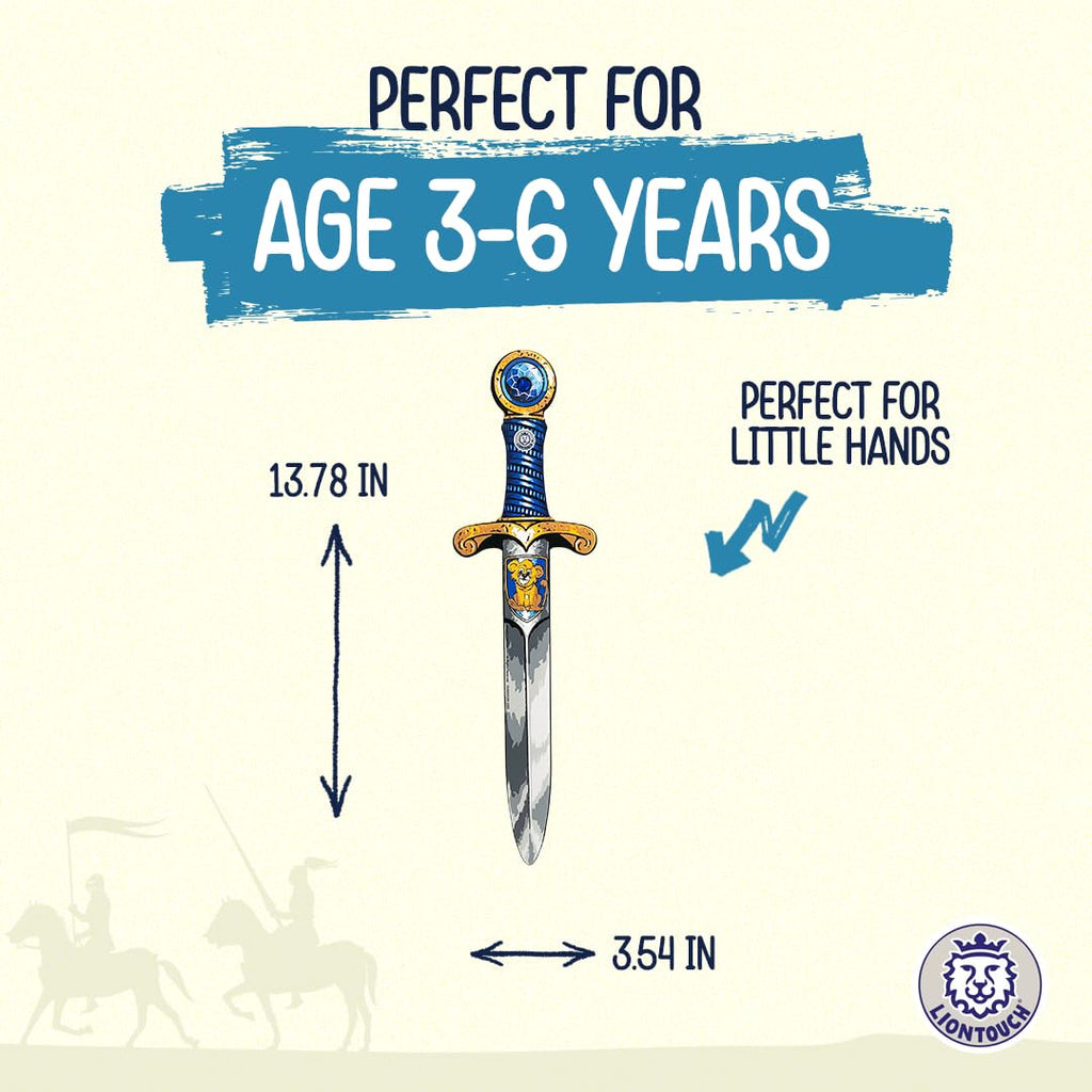 Liontouch Mini Lion Foam Sword – Blue Foam Dagger for Toddler Boys Ages 3-6, 13.8 Inches, Safe Pretend Play Knight Accessory