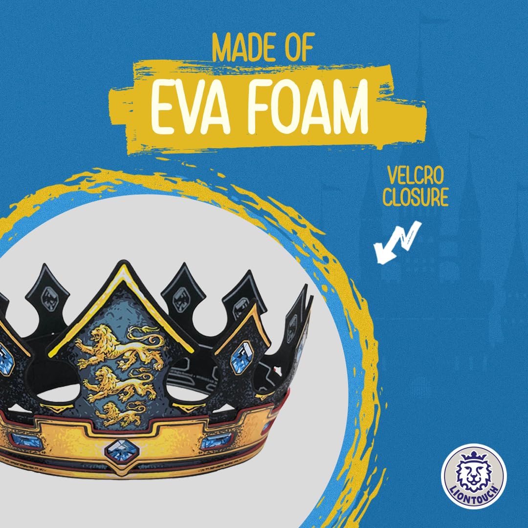 Liontouch Triple Lion King Crown – Adjustable Foam Crown for Kids 3-8, Medieval Pretend Play