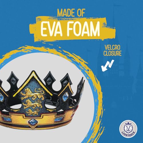 Liontouch Triple Lion King Crown – Adjustable Foam Crown for Kids 3-8, Medieval Pretend Play
