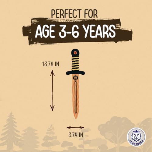 Liontouch WoodyLion Foam Sword – Gold/Black Small Toy Dagger for Kids Ages 3-6