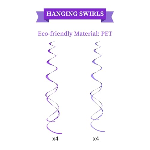 LITAUS Purple Birthday Decorations Kit – 16-Piece Set with Pre-Strung Banner, Honeycomb Balls, Garland & Swirls