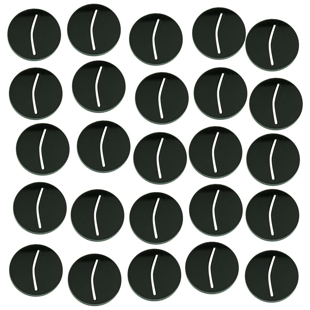 LITKO 25mm Round Black Acrylic Paper Miniature Bases | Curved Slot, 3mm Thick, Set of 25 | Compatible with D&D & Pathfinder