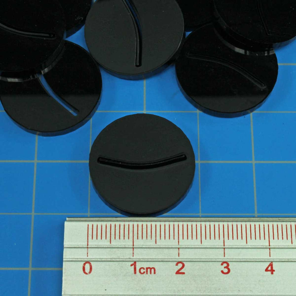 LITKO 25mm Round Black Acrylic Paper Miniature Bases | Curved Slot, 3mm Thick, Set of 25 | Compatible with D&D & Pathfinder