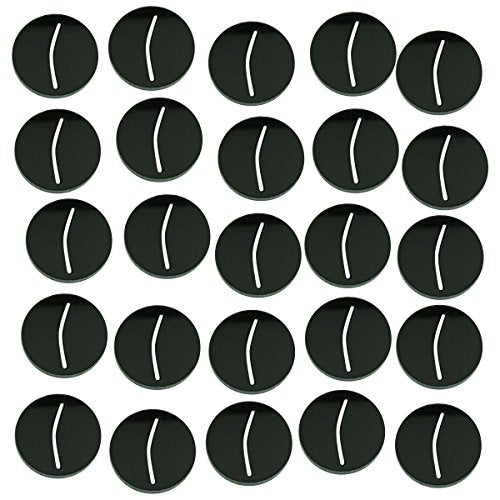 LITKO 25mm Round Black Acrylic Paper Miniature Bases | Curved Slot, 3mm Thick, Set of 25 | Compatible with D&D & Pathfinder