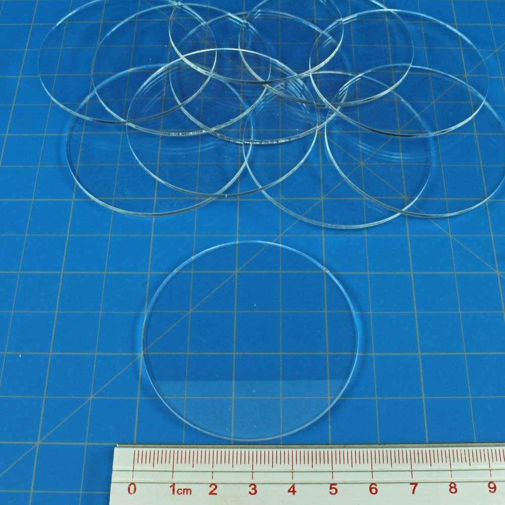 LITKO 60mm Clear Acrylic Miniature Bases - 1.5mm Thin - Set of 10