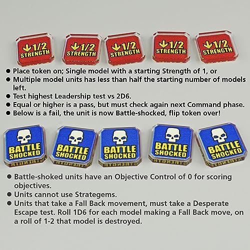LITKO Upgrade Tokens for Warhammer 40k 10th Edition – Half-Strength, Battle Shocked, Modifier & Movement Tokens