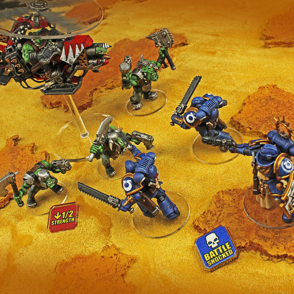 LITKO Upgrade Tokens for Warhammer 40k 10th Edition – Half-Strength, Battle Shocked, Modifier & Movement Tokens