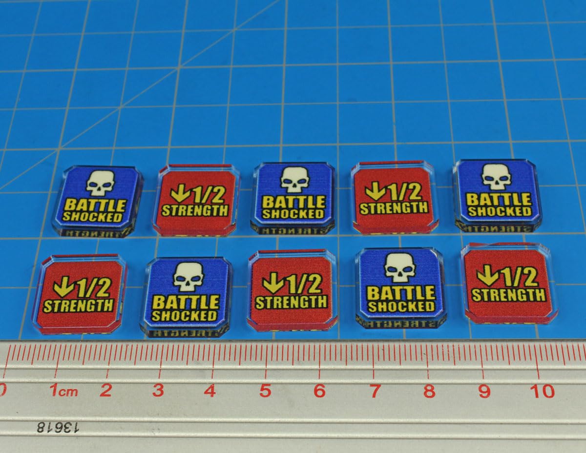 LITKO Upgrade Tokens for Warhammer 40k 10th Edition – Half-Strength, Battle Shocked, Modifier & Movement Tokens