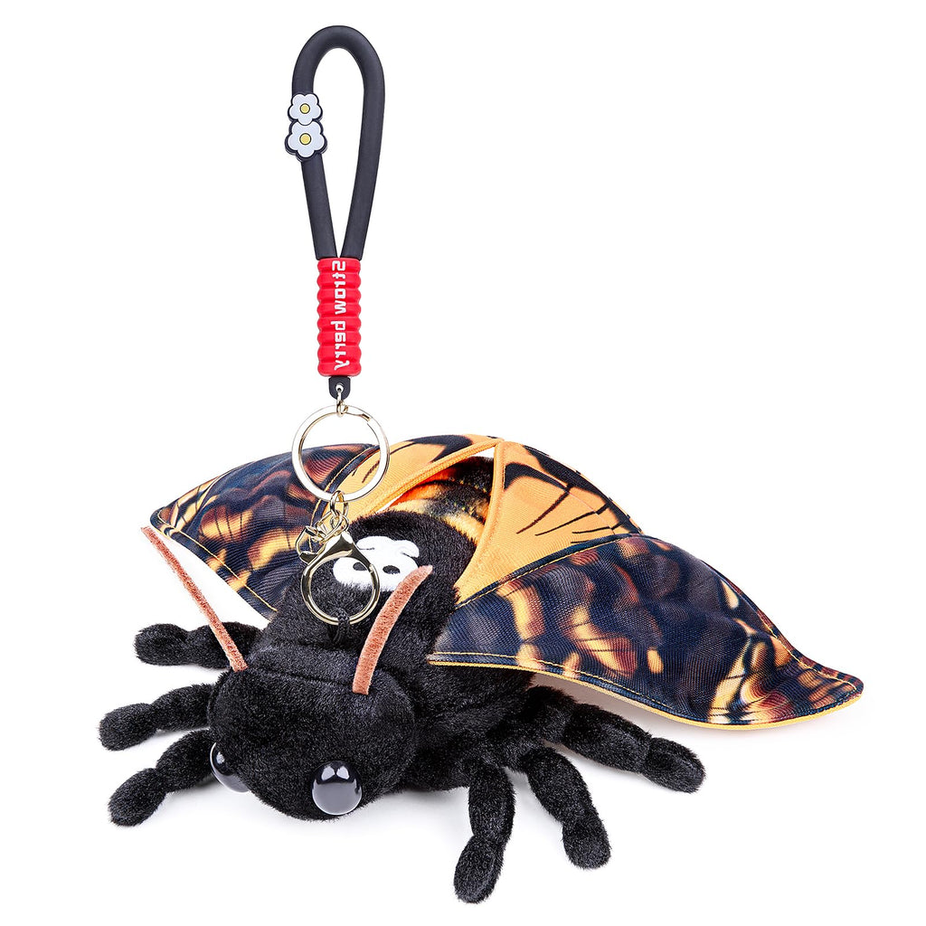 Little Death's-Head Hawkmoth Plush Toy - Realistic Moth Keychain, Soft Crystal Cotton Stuffed Animal, 7.5 Inch Yellow and Black Plush