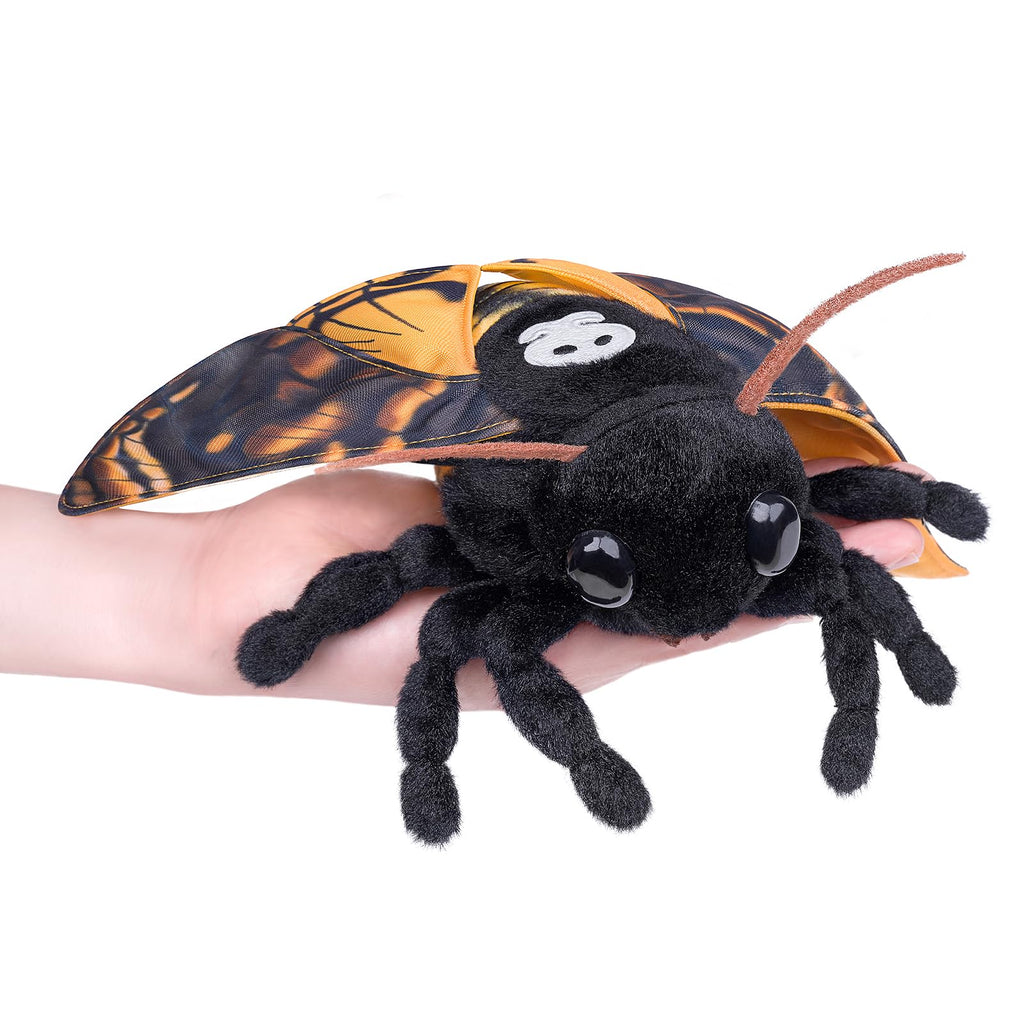 Little Death's-Head Hawkmoth Plush Toy - Realistic Moth Keychain, Soft Crystal Cotton Stuffed Animal, 7.5 Inch Yellow and Black Plush