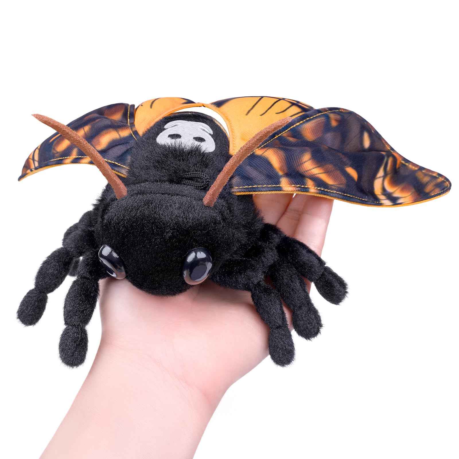 Little Death's-Head Hawkmoth Plush Toy - Realistic Moth Keychain, Soft Crystal Cotton Stuffed Animal, 7.5 Inch Yellow and Black Plush