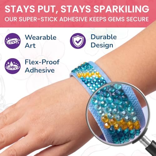 Little Jupiter Diamond Art Bracelet Kit - 6 Pack Snap Bracelets for Kids - DIY Gem Art Craft Set for Ages 6-12