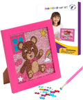 Little Jupiter Kids Diamond Art Kit - Teddy Bear with Pink Frame - 7 1/8" x 7 1/8"