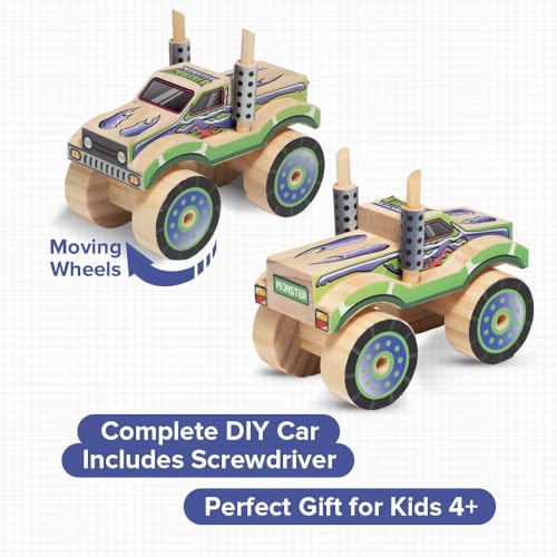 Little Jupiter Monster Truck DIY Wooden Kit – Kids Building Set with Stickers, Ages 4-7