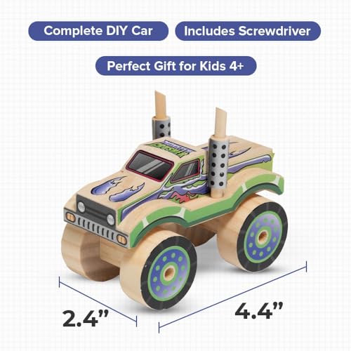 Little Jupiter Monster Truck DIY Wooden Kit – Kids Building Set with Stickers, Ages 4-7