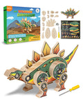 Little Jupiter Stegosaurus Wooden Building Kit for Kids 7-12 – DIY Dinosaur Craft with Stickers