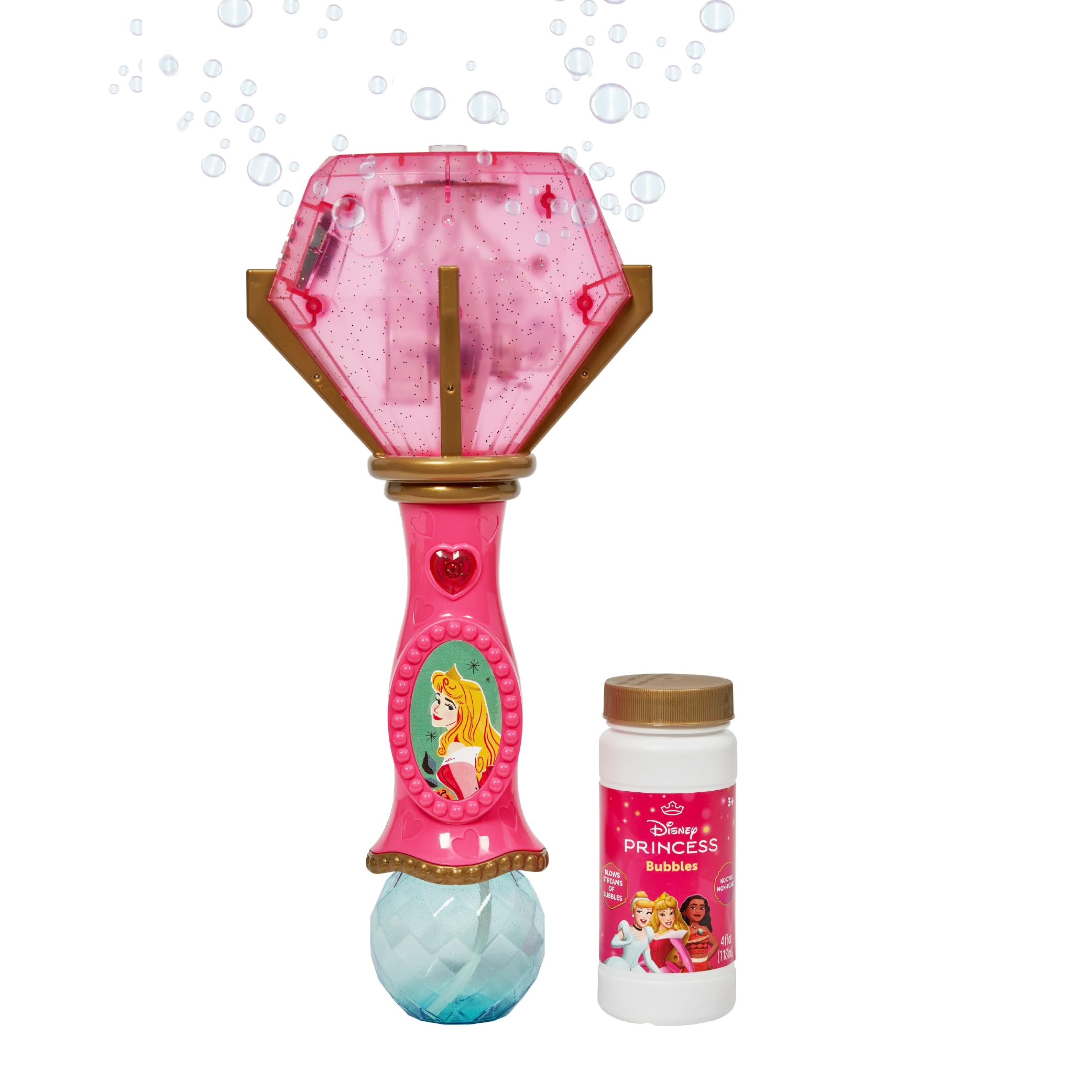 Little Kids Disney Princess Aurora Light & Sound Musical Bubble Wand with Bubble Solution
