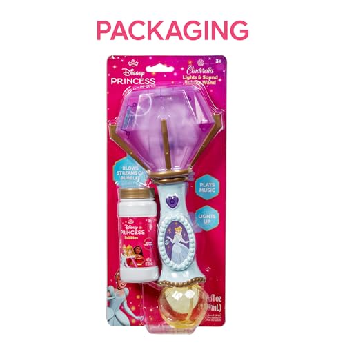 Little Kids Disney Princess Cinderella Light & Sound Bubble Wand with Bubble Solution