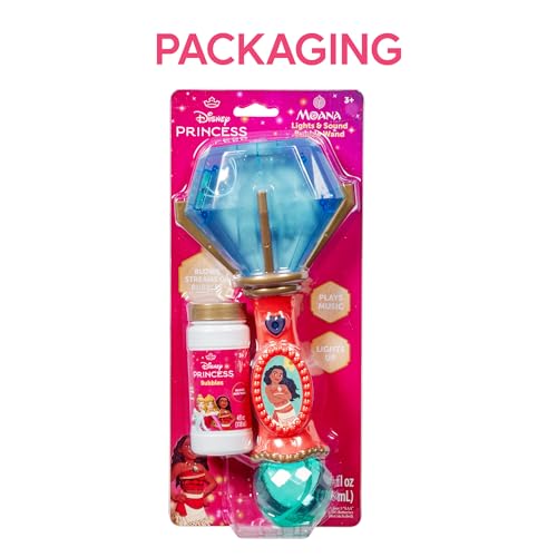 Little Kids Disney Princess Moana Light and Sound Musical Bubble Wand with Bubble Solution