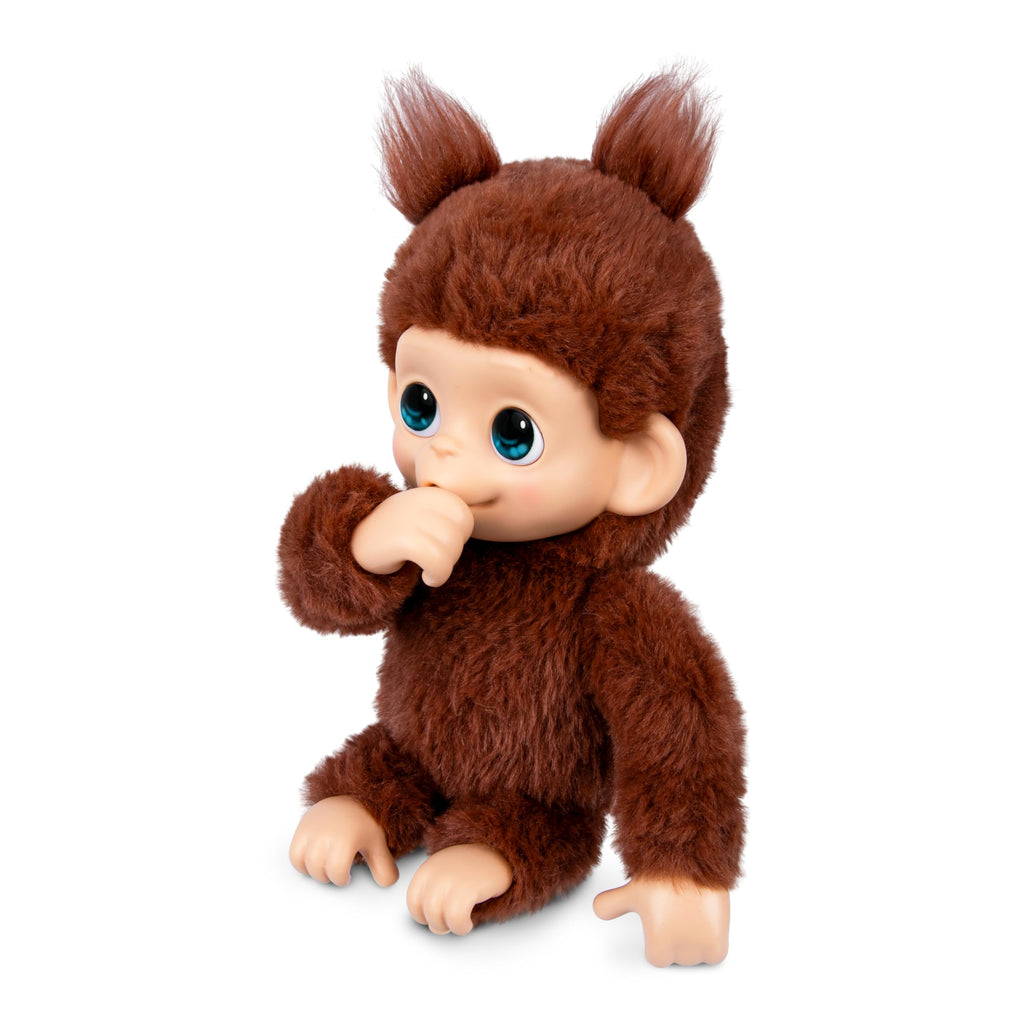 Little Live Pets Baby Monkey Minis Chikki Cherry – Interactive Toy with 20+ Sounds, Soft Brown Fur, 7.4" Tall