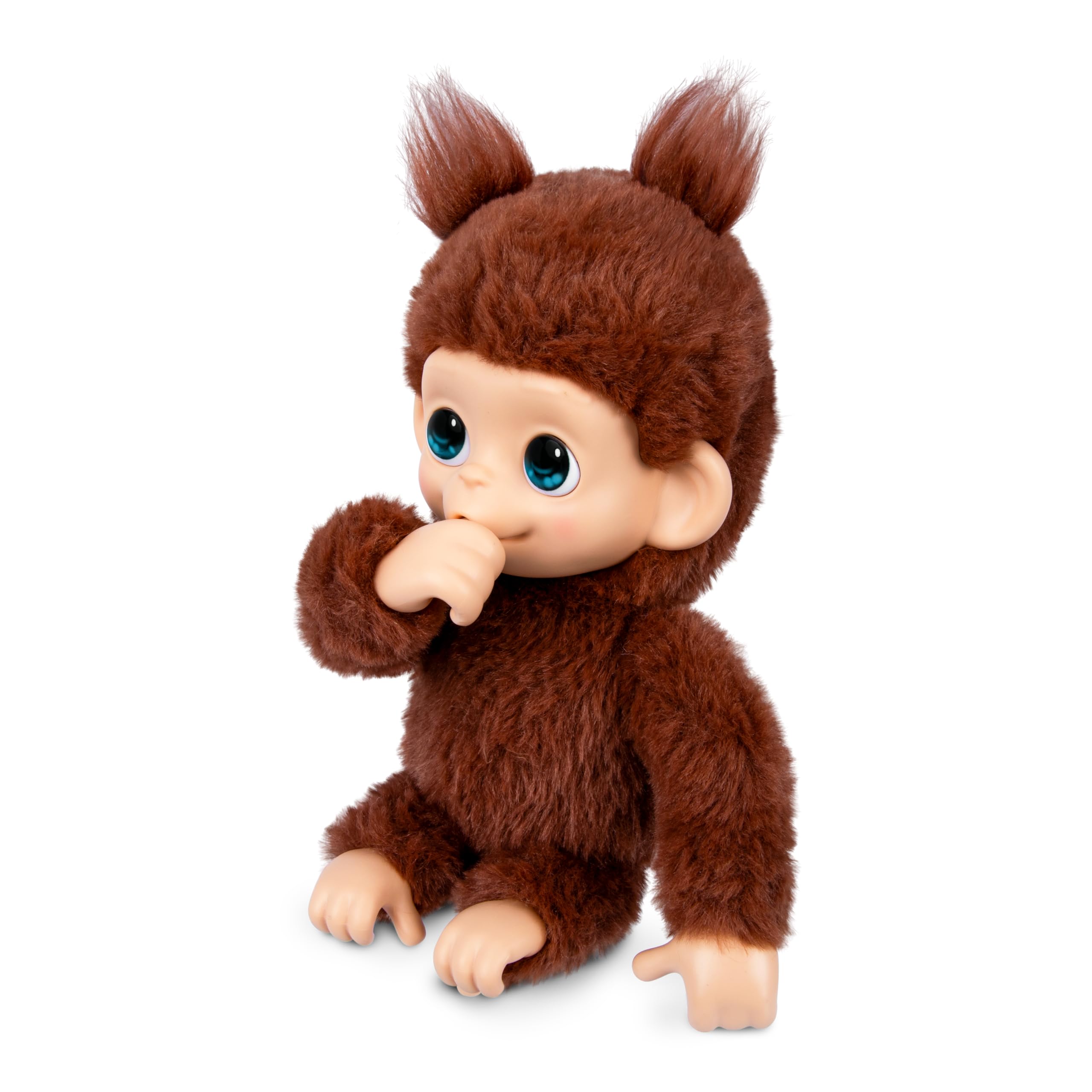 Little Live Pets Baby Monkey Minis Chikki Cherry – Interactive Toy with 20+ Sounds, Soft Brown Fur, 7.4" Tall