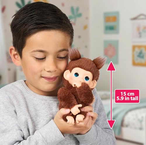 Little Live Pets Baby Monkey Minis Chikki Cherry – Interactive Toy with 20+ Sounds, Soft Brown Fur, 7.4" Tall