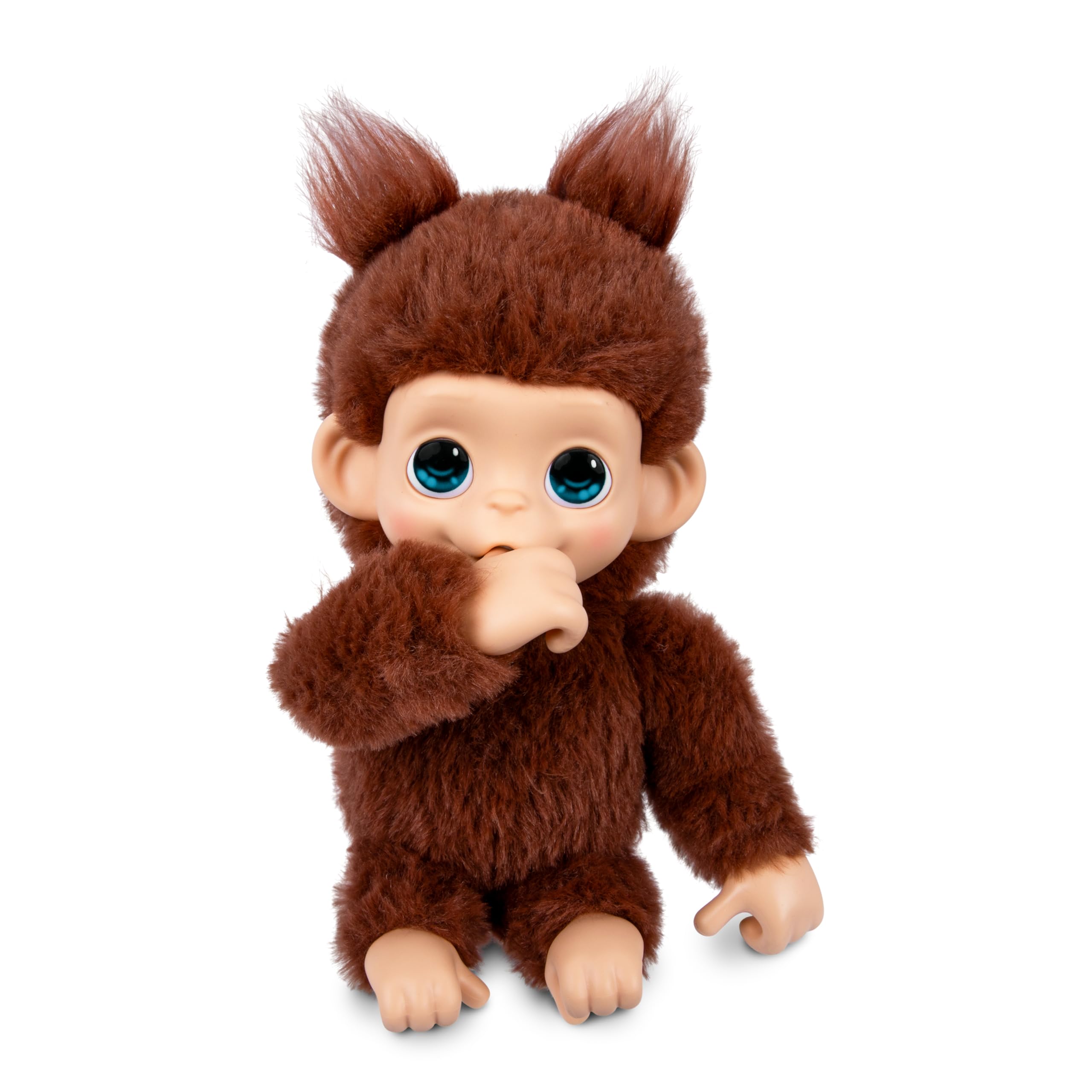 Little Live Pets Baby Monkey Minis Chikki Cherry – Interactive Toy with 20+ Sounds, Soft Brown Fur, 7.4" Tall