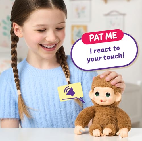Little Live Pets Baby Monkey Minis Pepi Peach – Interactive Toy with 20+ Sounds, Grippy Hands, and Thumb-Sucking Action