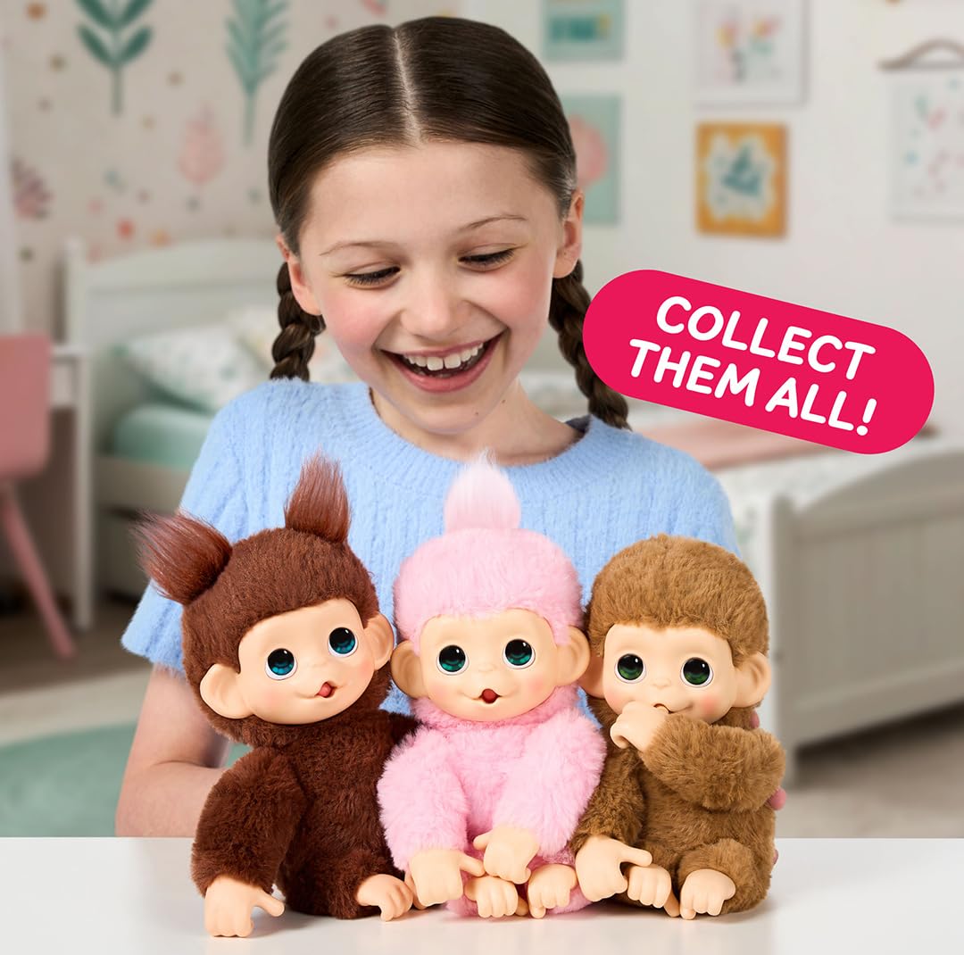 Little Live Pets Baby Monkey Minis Pepi Peach – Interactive Toy with 20+ Sounds, Grippy Hands, and Thumb-Sucking Action