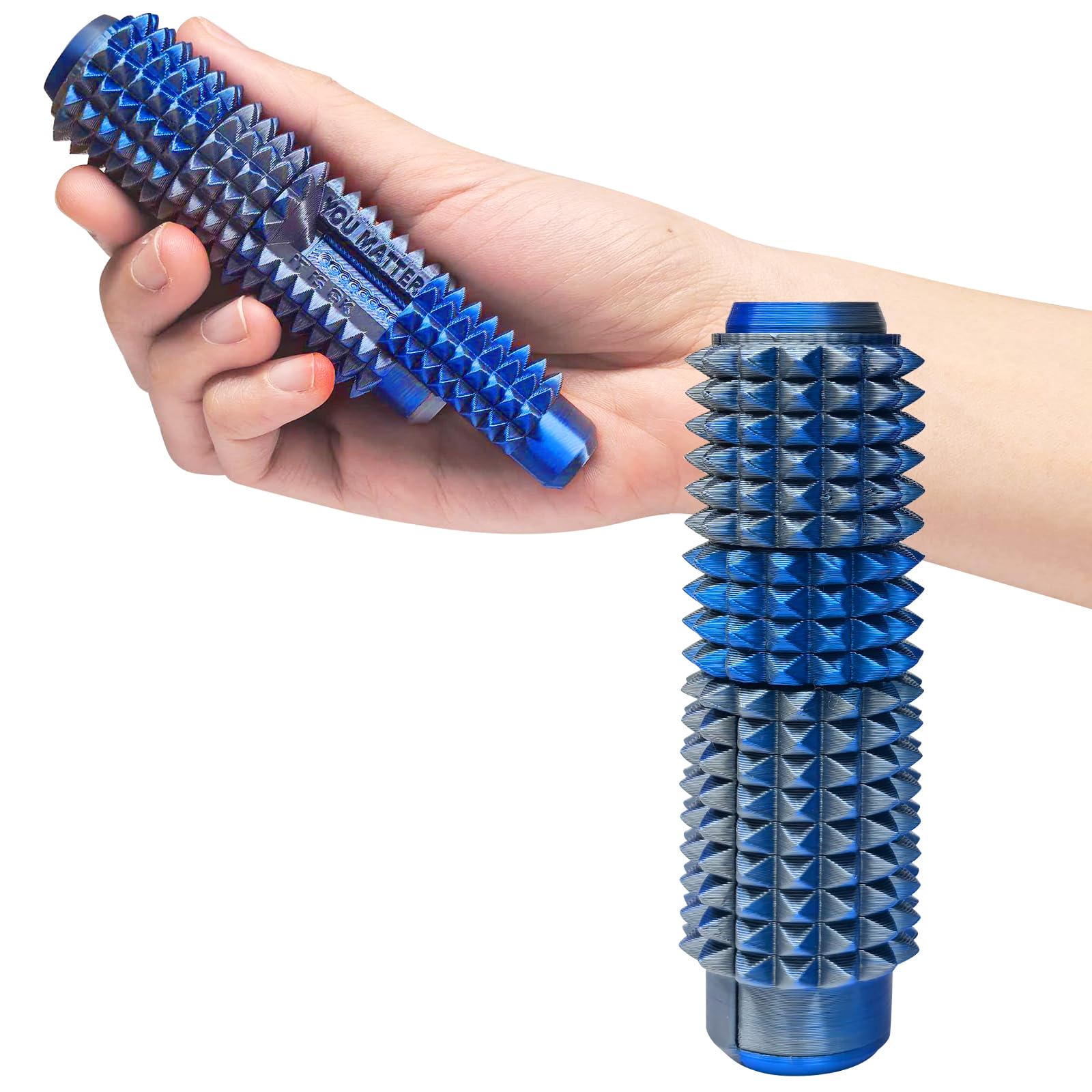 Little Ouchies 5-in-1 Pain Stim Fidget - Blue Silver: Extra Sharp Spikes, Hidden Encouragement, Portable Stress Relief for Adults