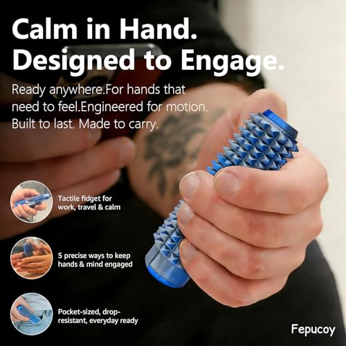 Little Ouchies 5-in-1 Pain Stim Fidget - Blue Silver: Extra Sharp Spikes, Hidden Encouragement, Portable Stress Relief for Adults