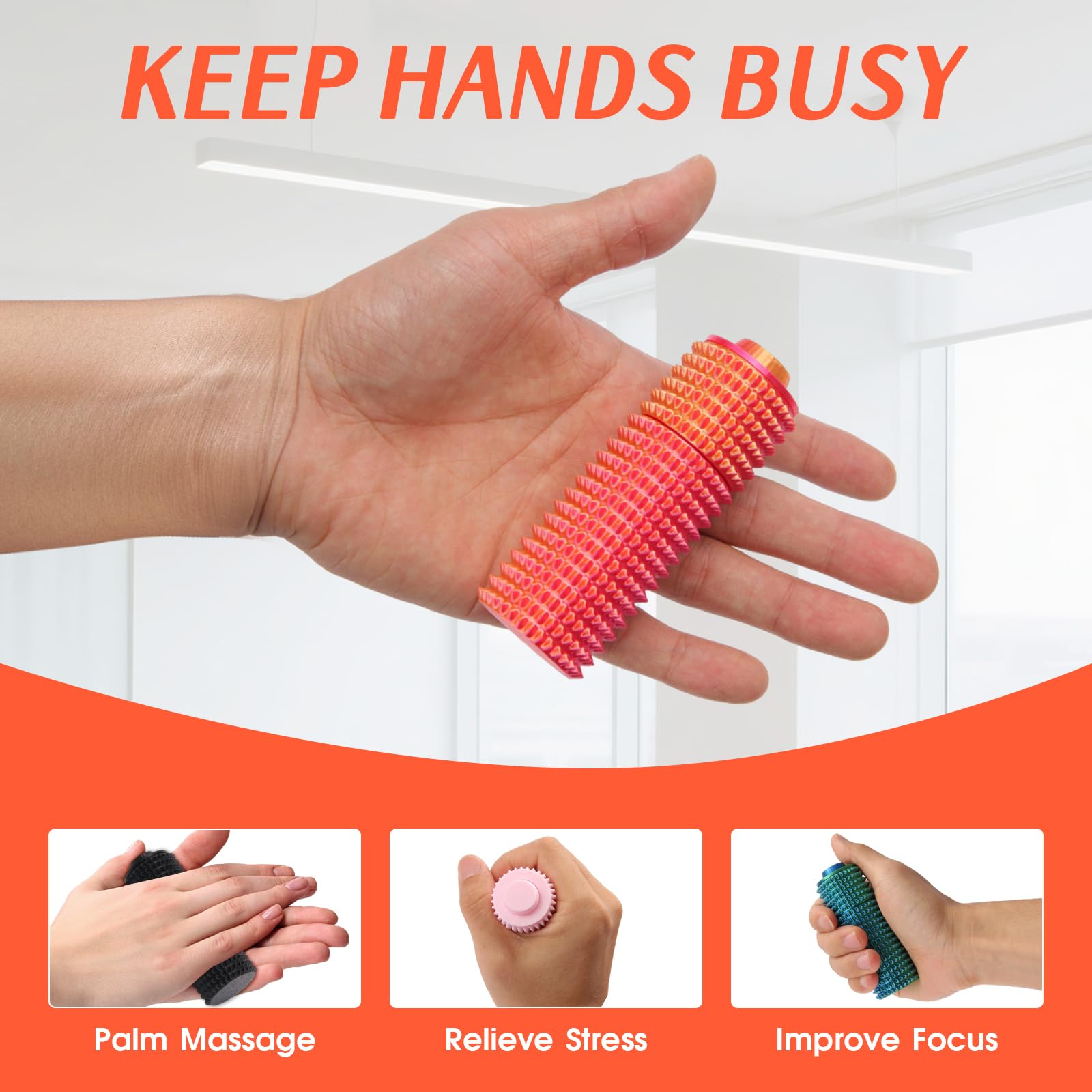 Little Ouchies Pain Fidget Toy - Discreet Silent Stress Relief Spiky Sensory Toy for Anxiety, Focus, and Skin Picking, Portable 3.5-Inch Black