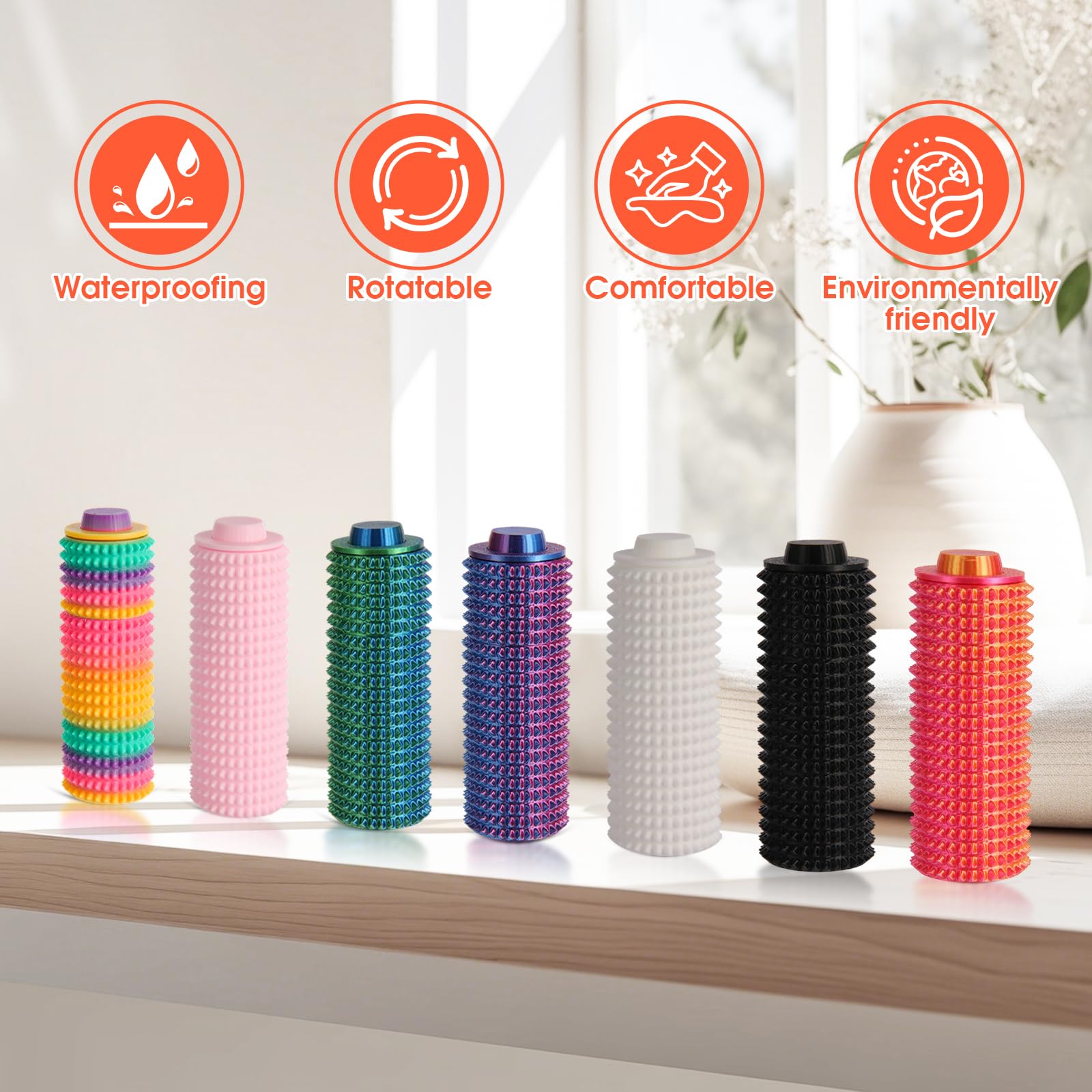 Little Ouchies Pain Fidget Toy - Discreet Silent Stress Relief Spiky Sensory Toy for Anxiety, Focus, and Skin Picking, Portable 3.5-Inch Black