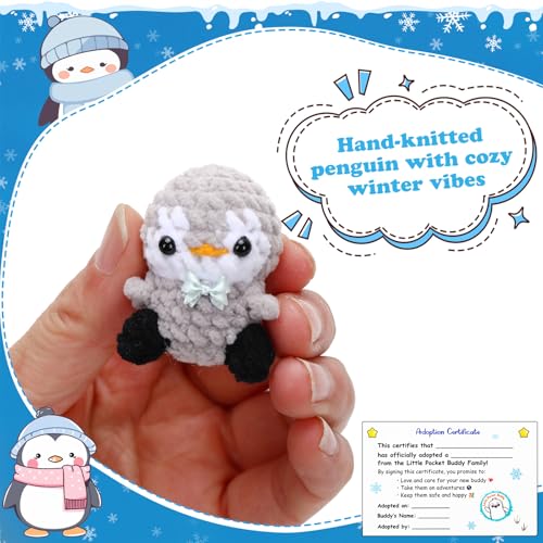 Little Pocket Penguin – Mini Gray Penguin in Tin Box with Adoption Certificate, Pocket-Sized Winter Collectible & Thoughtful Gift