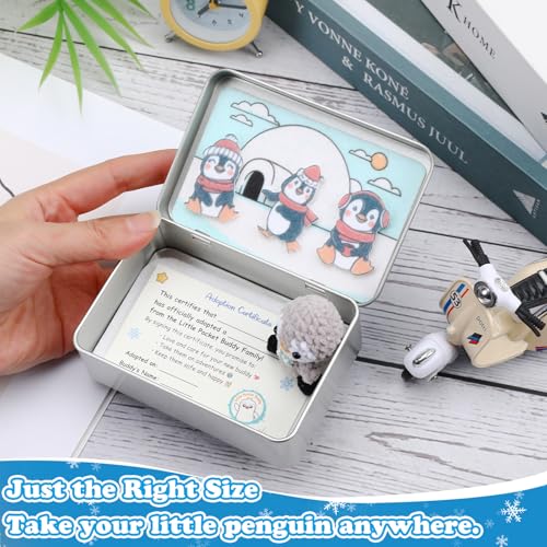 Little Pocket Penguin – Mini Gray Penguin in Tin Box with Adoption Certificate, Pocket-Sized Winter Collectible & Thoughtful Gift