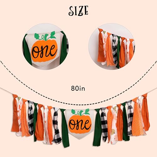 Little Pumpkin Highchair Banner - 81" Linen Garland for Fall First Birthday, Cake Smash & Autumn Party Decor