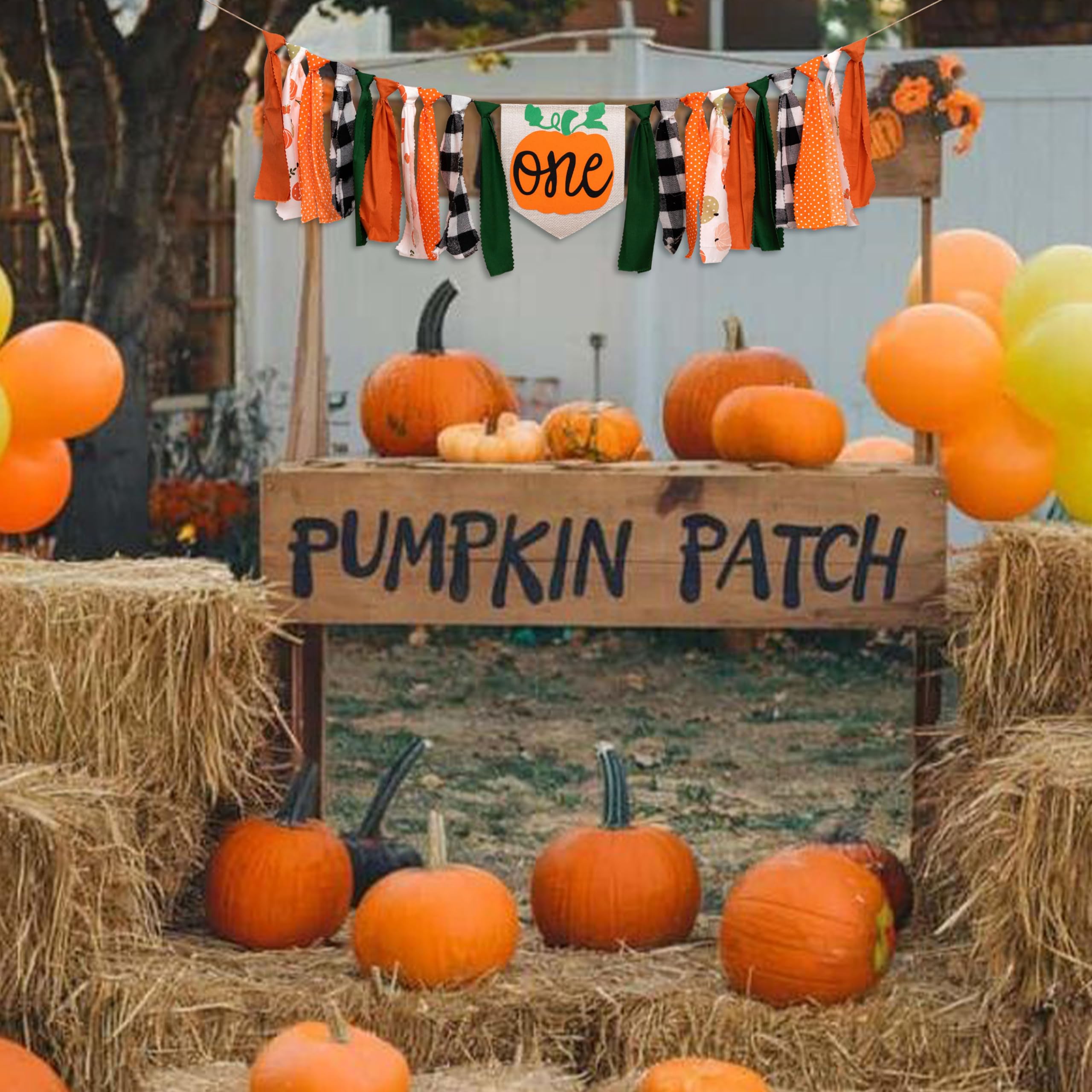 Little Pumpkin Highchair Banner - 81" Linen Garland for Fall First Birthday, Cake Smash & Autumn Party Decor