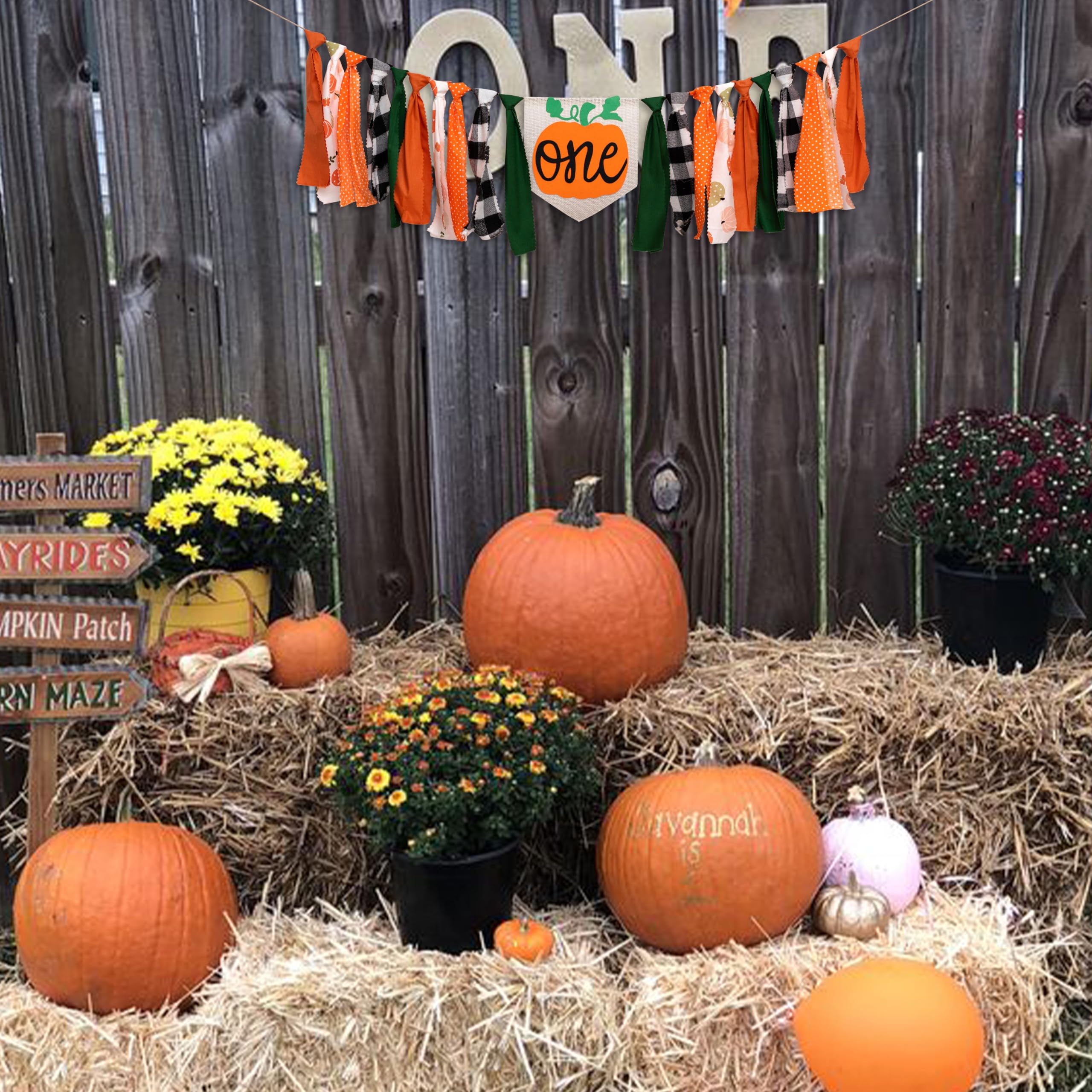 Little Pumpkin Highchair Banner - 81" Linen Garland for Fall First Birthday, Cake Smash & Autumn Party Decor