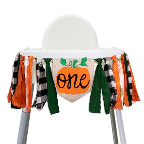 Little Pumpkin Highchair Banner - 81" Linen Garland for Fall First Birthday, Cake Smash & Autumn Party Decor