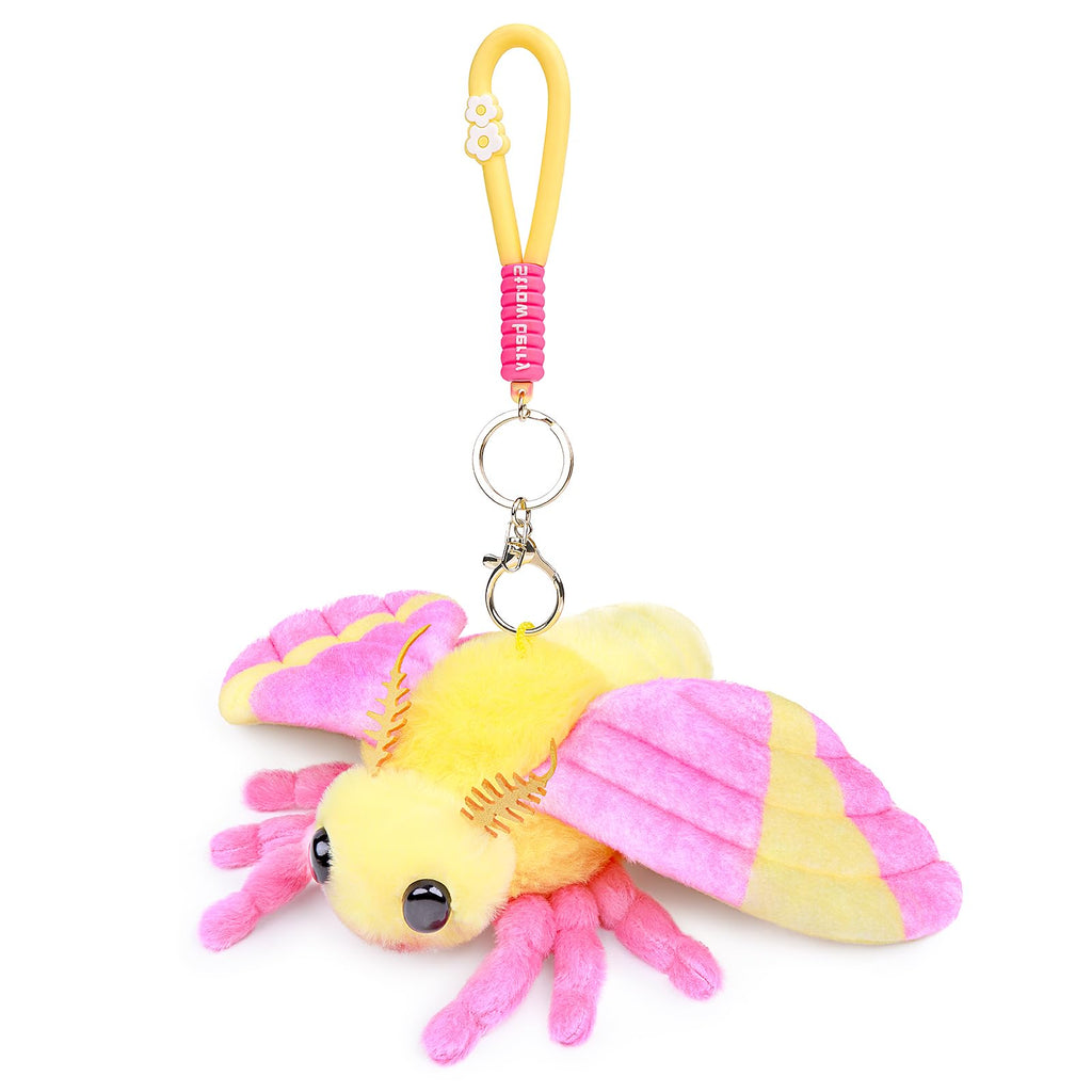Little Rosy Maple Moth Plush Toy - Realistic Rosy Maple Moths Stuffed Animal Keychain, Cute Plushie Gift
