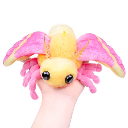Little Rosy Maple Moth Plush Toy - Realistic Rosy Maple Moths Stuffed Animal Keychain, Cute Plushie Gift