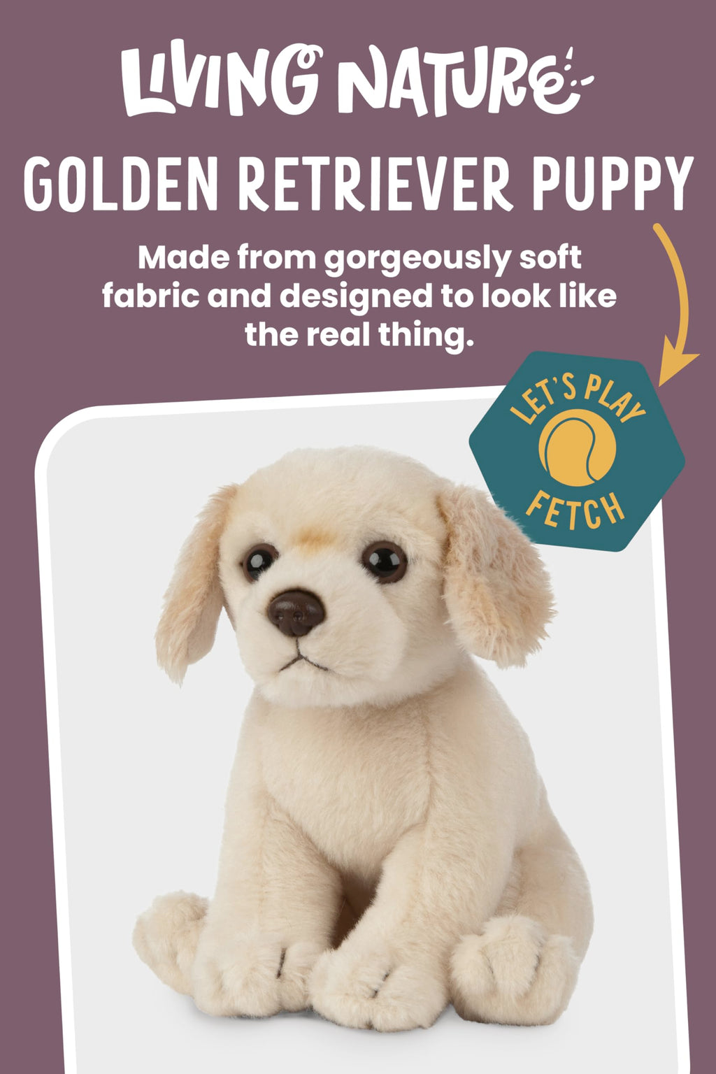 Living Nature Golden Retriever Puppy Plush Toy – 6-Inch Eco-Friendly Soft Toy with Realistic Detailing