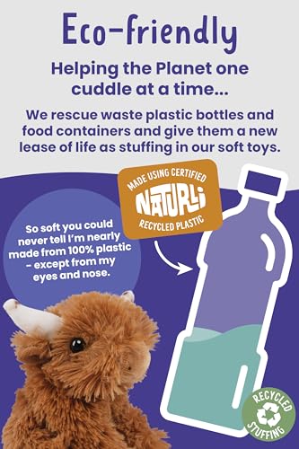 Living Nature Little Highland Cow Plush Toy – 5-Inch Eco-Friendly Stuffed Animal from Recycled Bottles