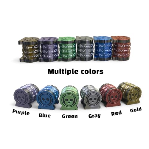 Lixusia Life Counter Health Tracker – Two Gray Wheels with White Numbers, Skull Symbol, for MTG and TTRPGs